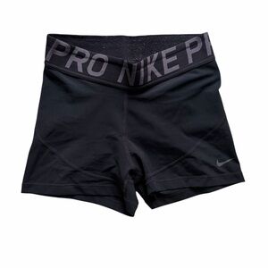 Nike Pro Black Women's Compression Bike Shorts with Gray Waistband Logo